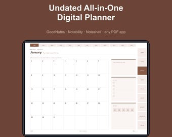Terracotta Undated Digital Planner for GoodNotes, Hyperlinked iPad Planner, Boho Daily Weekly Monthly, Notability, 528 Pages, Minimalist