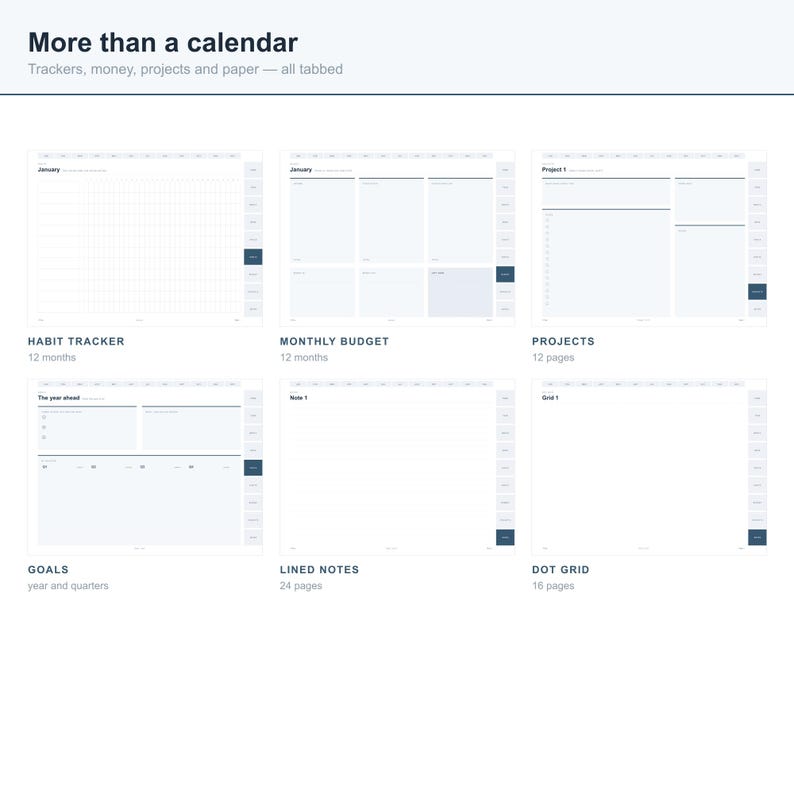 Undated Digital Planner for GoodNotes, Hyperlinked iPad Planner, Daily Weekly Monthly Undated Planner, Notability, 528 Pages, Minimalist image 7