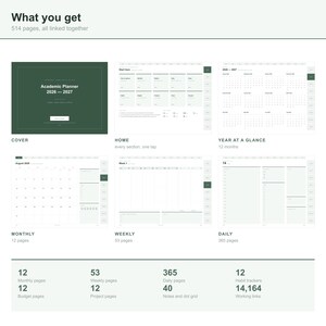Academic Digital Planner 2026-2027 for GoodNotes, Hyperlinked Student Planner, iPad Notability Planner, Daily Weekly Monthly, 514 Pages image 2
