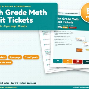 4th Grade Math Exit Tickets, Exit Slips, Formative Assessment, Fourth Grade Math Quick Checks, Printable Teacher Resource, Answer Keys