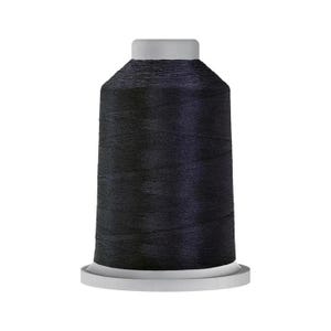 May include: A large spool of dark navy blue sewing thread. The thread is tightly wound around a cylindrical core with a light gray plastic top and a matching light gray plastic base, creating a uniform and smooth appearance throughout.