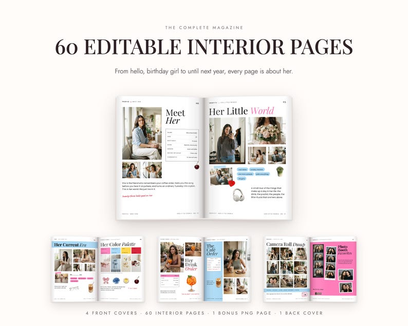 Editable Birthday Magazine Template, Canva Birthday Book, Personalized ...