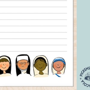 Catholic Notepad Cute Nuns Catholic Gift for Women Unique Catholic Stationary To-Do List Lined Notepad Saint Mother Teresa Notepad Vocations