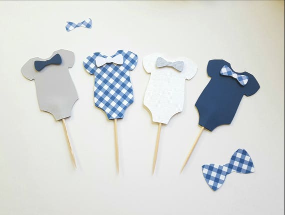 Onesie Cupcake Topper, Birthdays Baby Shower Decor, Cake Topper, Onesie Themed Baby Shower, Gender Reveal, It's a Boy Il_570xn