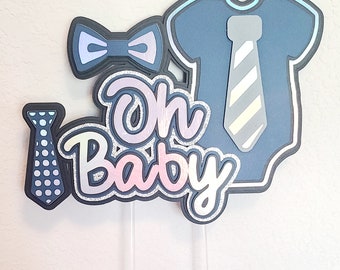 Onesie Theme Baby Shower Cake Topper, Gender Reveal, It's a Boy, Oh Boy Shower Decor, Oh Baby Onesie Cake Topper Cake Decor, Party Decor