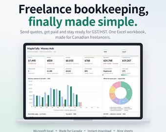 Small Business Bookkeeping Spreadsheet Excel Google Sheets, Freelancer Invoice Tracker, Income Expense Tracker, Profit and Loss, GST HST