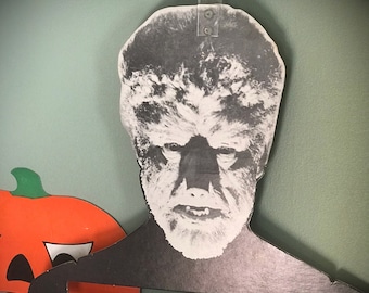 RARE Vintage Halloween Old Collectible Universal Monsters Werewolf Lon Chaney Jr. 1960s Era Hanger Costume Prop Old Werewolf Store Display