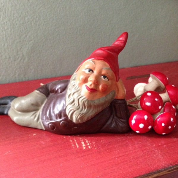 Antique Heissner Gnome Terra-Cotta Allemagne Noël paresseux nain Allemagne des années 1930 à collectionner