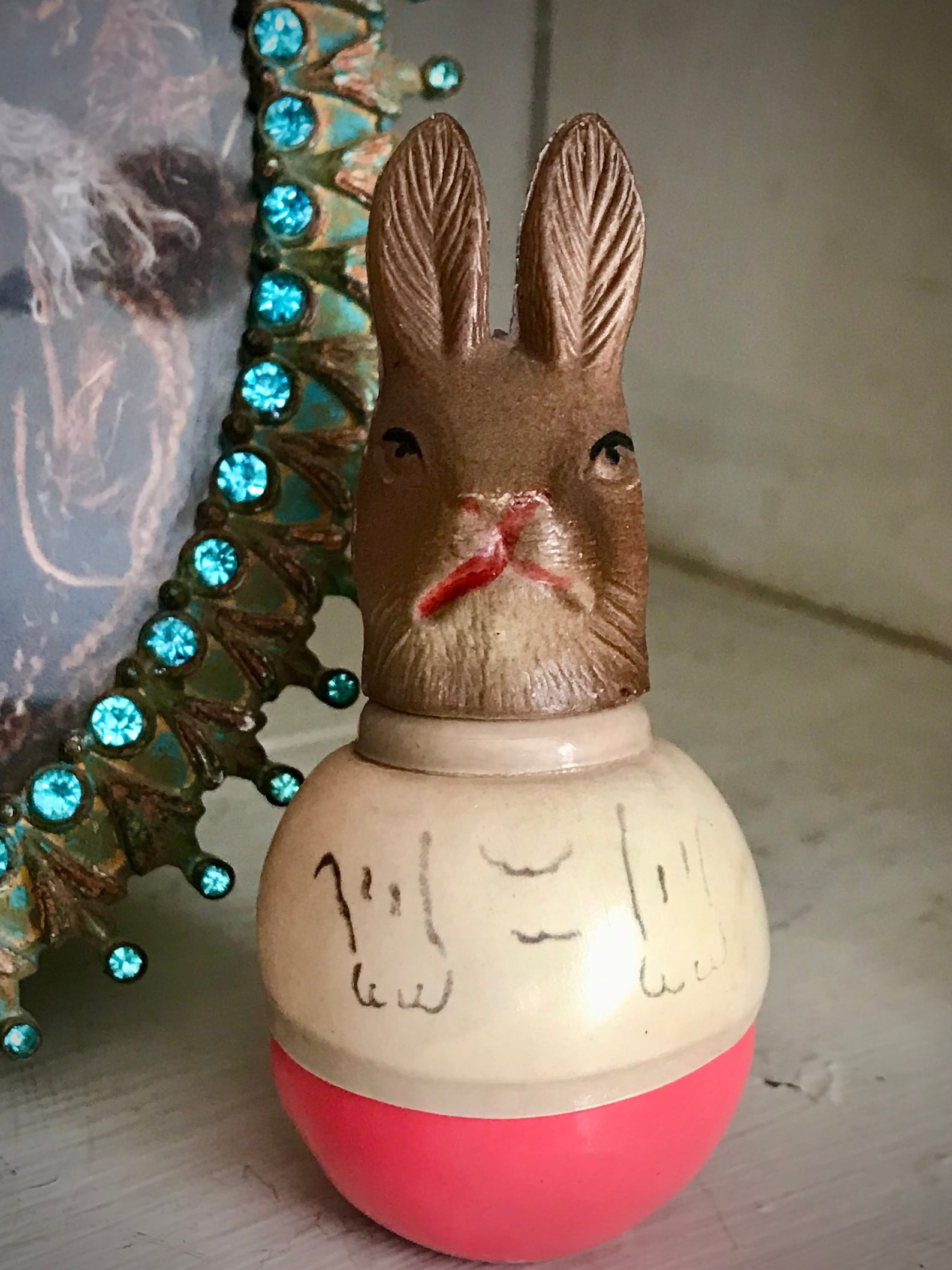 Roley Poley Rabbit Antique Celluloid Roly Poly Bunny Rabbit Old Collectible Easter Holiday ...