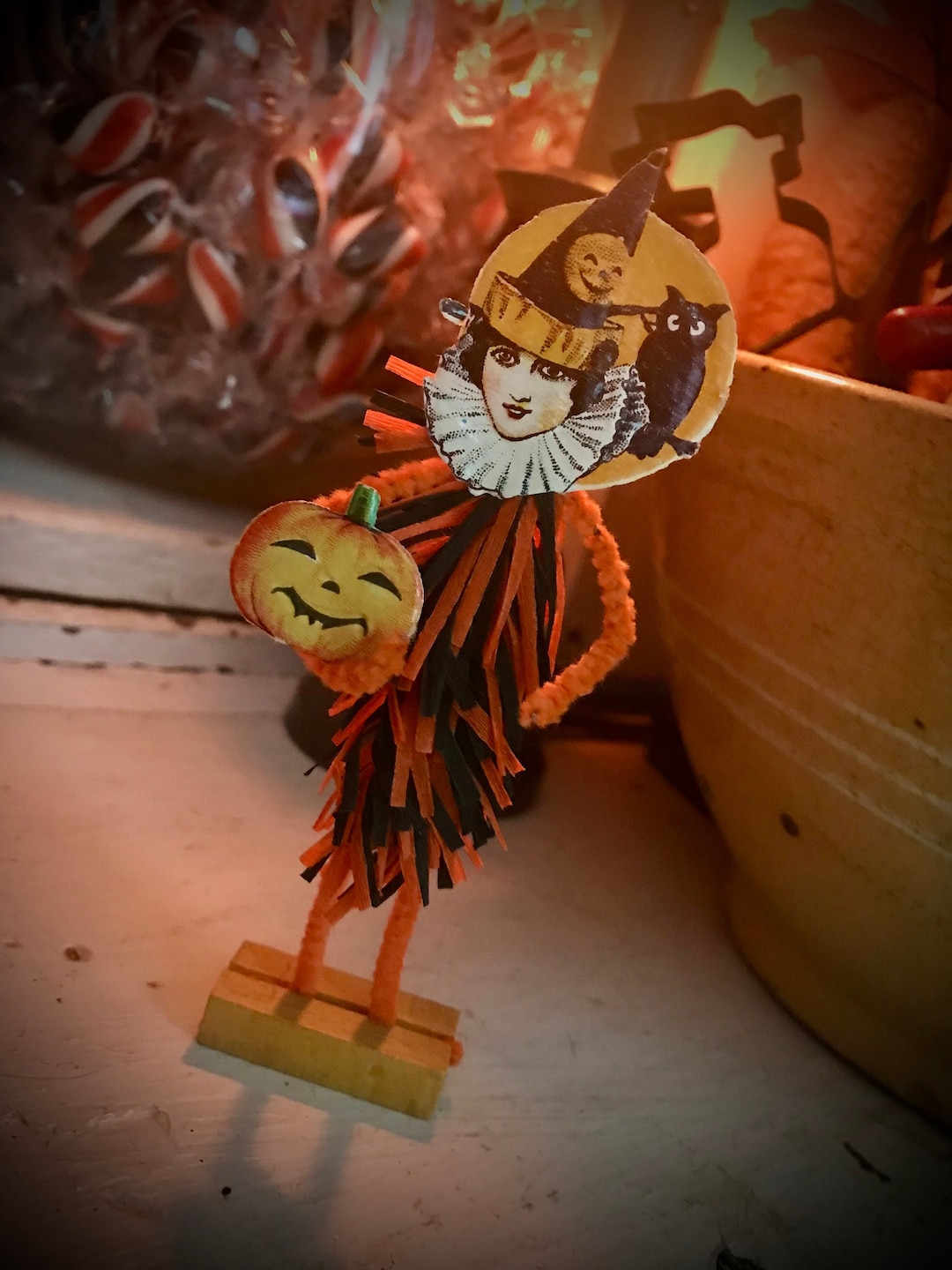 Vintage Halloween Old Collectible Antique Art Deco Handmade Scraps Pipe