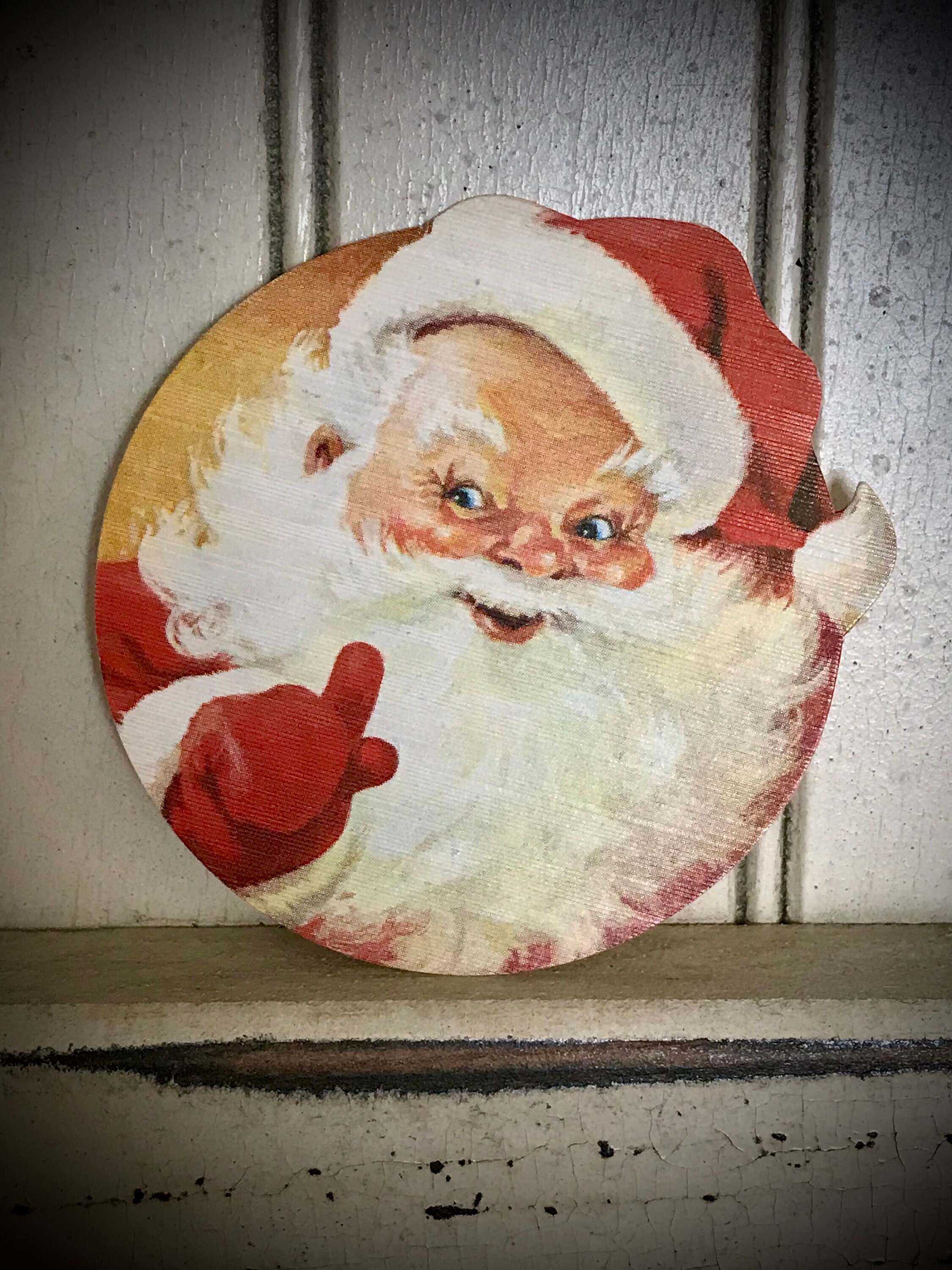 SET of 5 ~vintage TINY Jolly Santa Claus X-mas Die Cut SET of 5 ~vintage TINY Jolly Santa Claus X-mas Die Cut