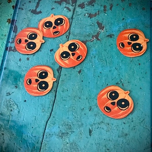 Antique Halloween Dennison Jack O Lantern Faces Seals Decorations Old Collectible Display Craft Pumpkin Heads Set of 6 NO BOX 1920s Era Prop