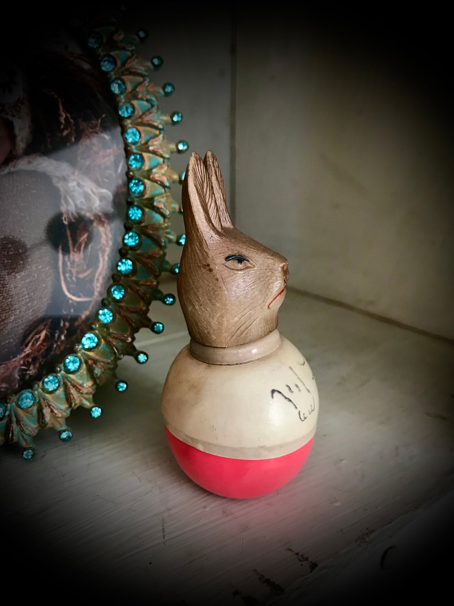 Roley Poley Rabbit Antique Celluloid Roly Poly Bunny Rabbit Old Collectible Easter Holiday ...
