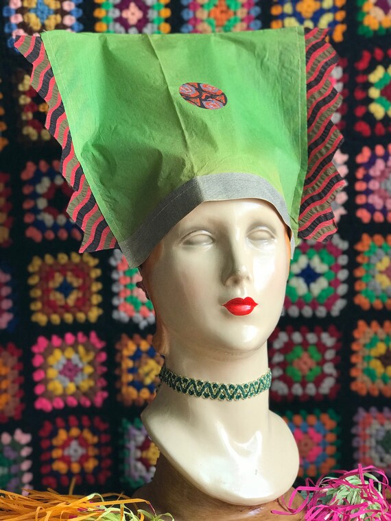 WOW Antique Art Deco Old Crepe Paper Party Hat Ephemeral Etsy