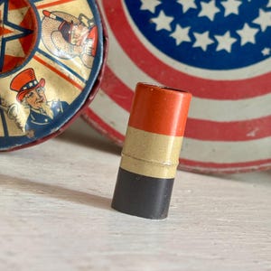 Antique RED WHITE BLUE Tin Toy Patriotic Old Collectible Japan Kazoo Noisemaker Early Pre-War 4th of July Independence Day Decor Display