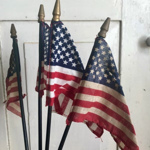 Vintage Small American Flags Old Collectible Independence Day Memorial Veterans Stars and Stripes 4th of July Patriotic Decor Display Prop