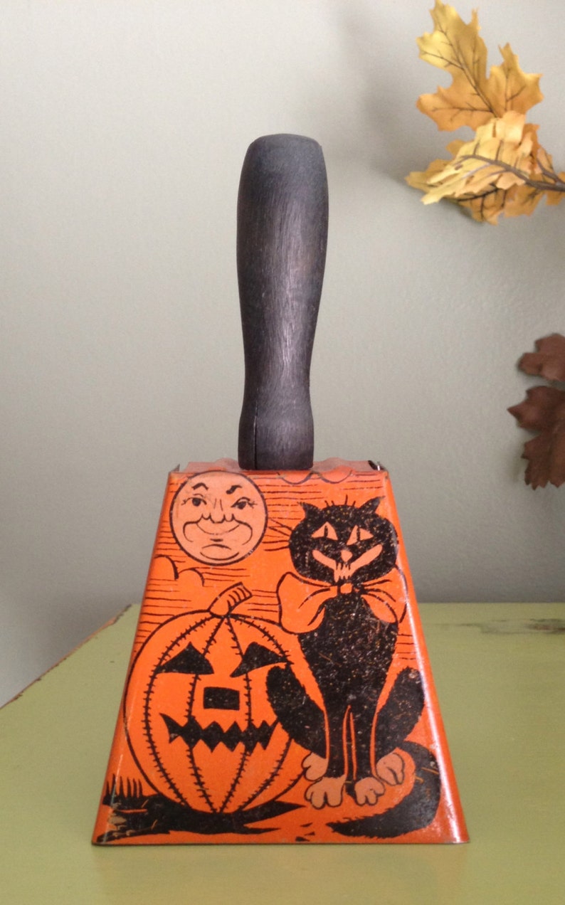 Vintage Halloween Tin Bell Noisemaker Antique Toy 1920s Black Etsy