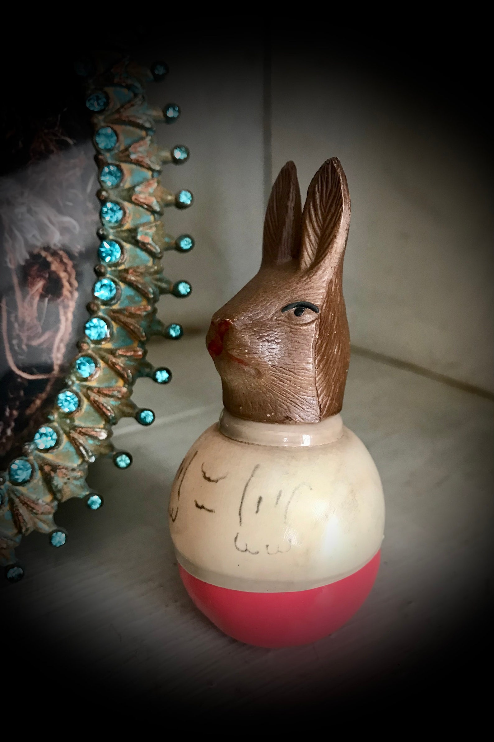 Antique Celluloid Roly Poly Bunny Rabbit Old Collectible Easter Holiday ...