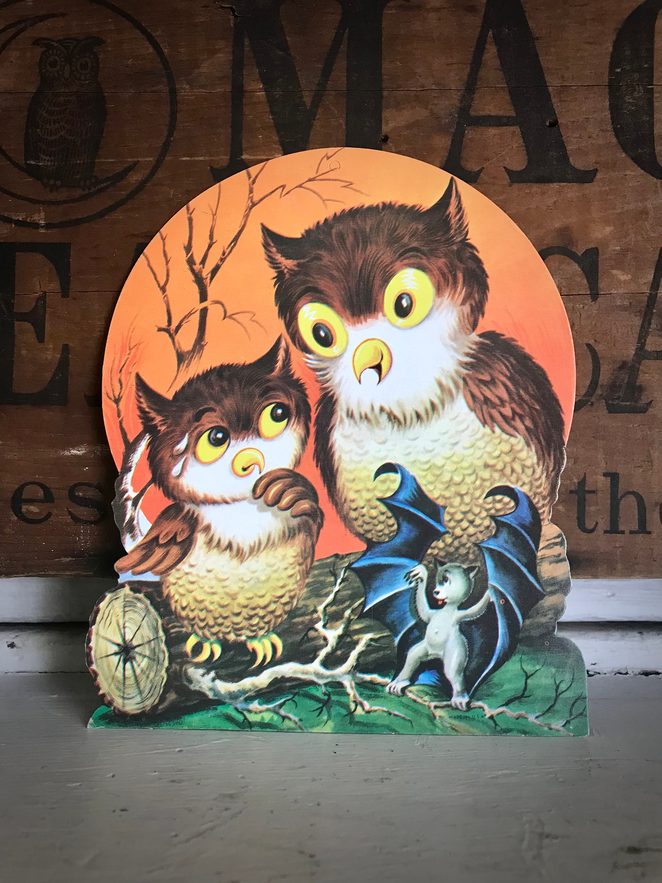 Vintage Halloween Owl Illustration