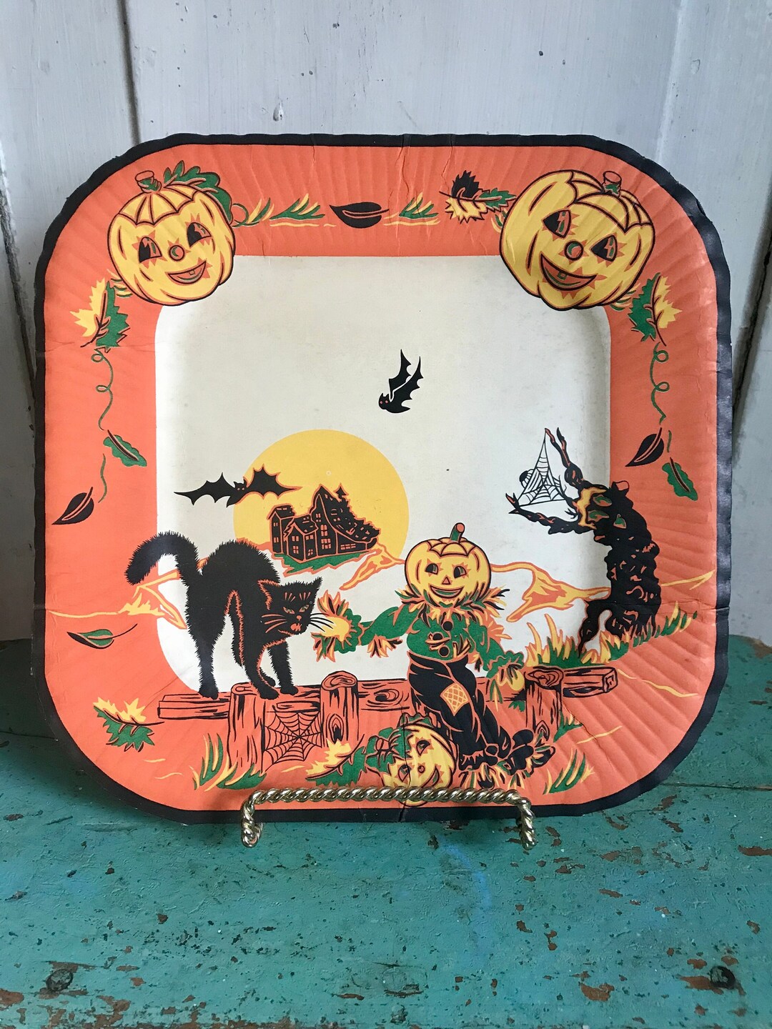 Vintage Halloween Party Plate Favors Old Collectible Spooky Jack O ...