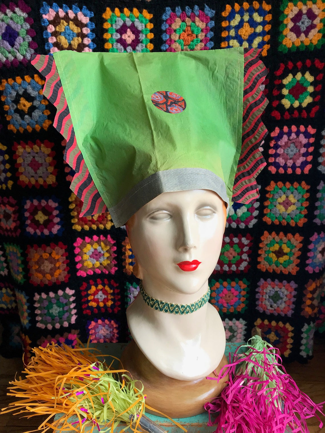 WOW Antique Art Deco Old Crepe Paper Party Hat Ephemeral Etsy