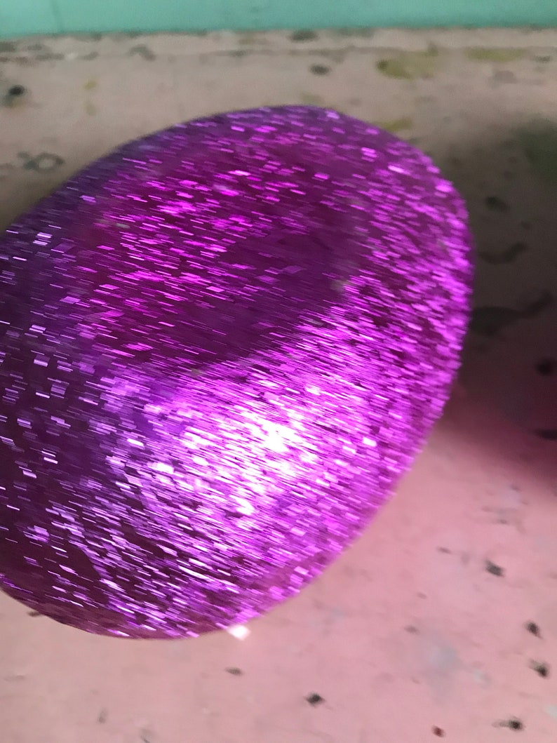 Vintage German Fuchsia Color Shiny LARGE Foil Easter Egg Candy Container Old Collectible Holiday Bunny Rabbit Basket Prop Decor Display