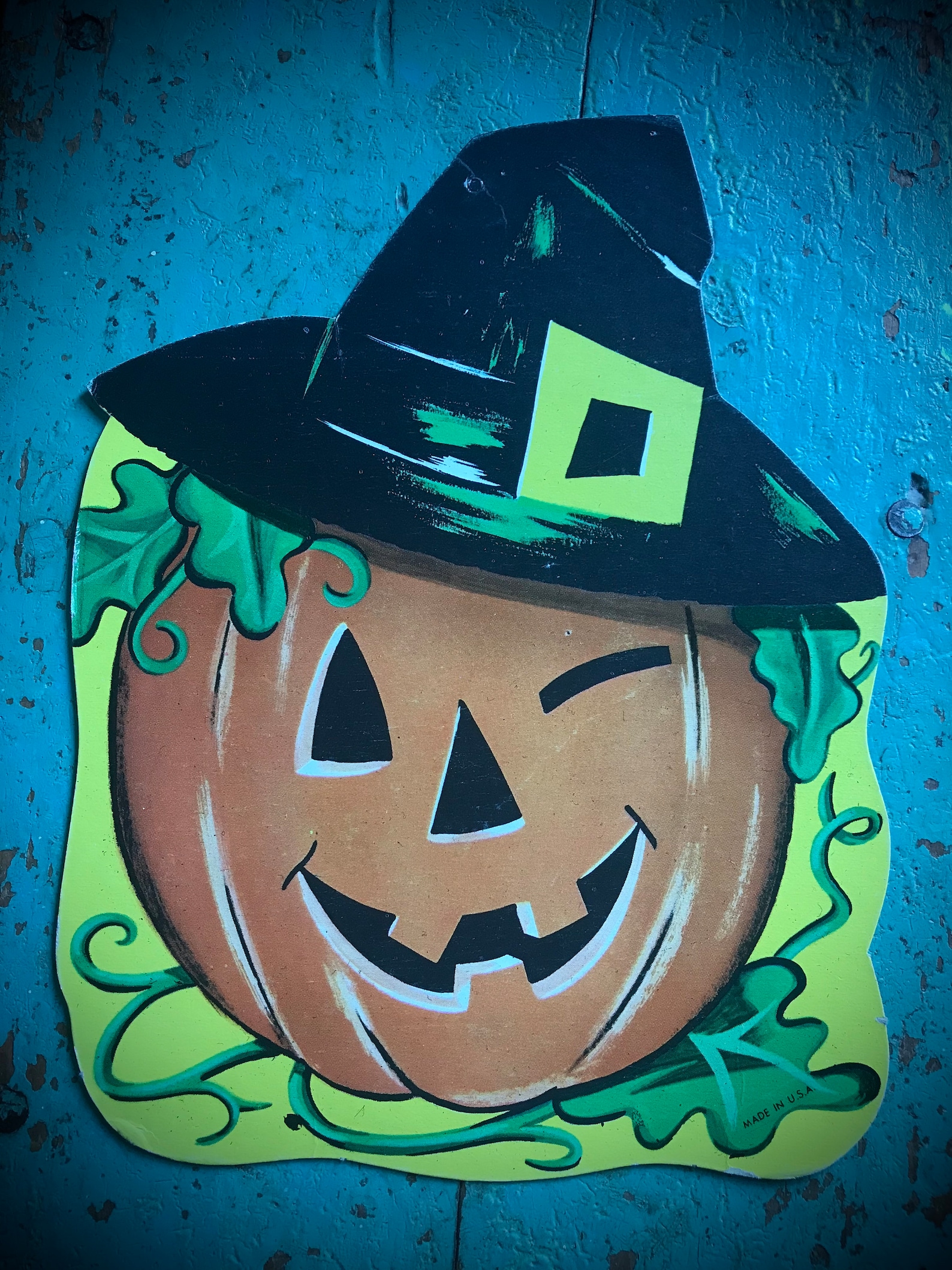 Vintage Halloween Jack O Lantern Witch Hat Old Collectible Cut Out ...