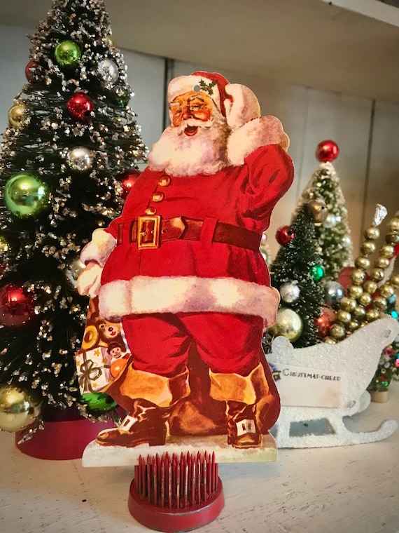 Vintage Jolly Santa Claus Old Cut Out Old Advertising Christmas