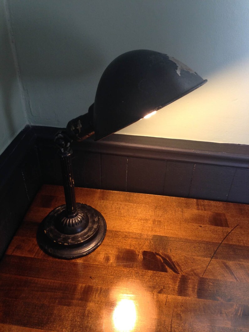 Antique Industrial 1930s Black Table Lamp Art Deco Home Decor Etsy
