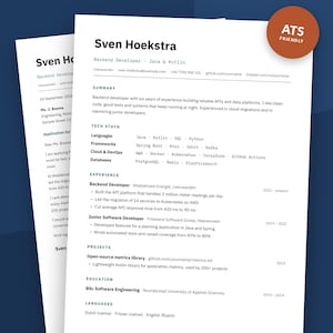 CV-mall för mjukvaruingenjör i Word, Google Docs, Pages | CV för utvecklare och IT | Personligt brev + referenser | CV för tekniker