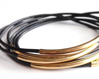 Bracelet bracelet en cuir noir, Bracelets en cuir pour femmes, bijoux en cuir, bracelet argent, bracelet en or, bijou, bijou, or