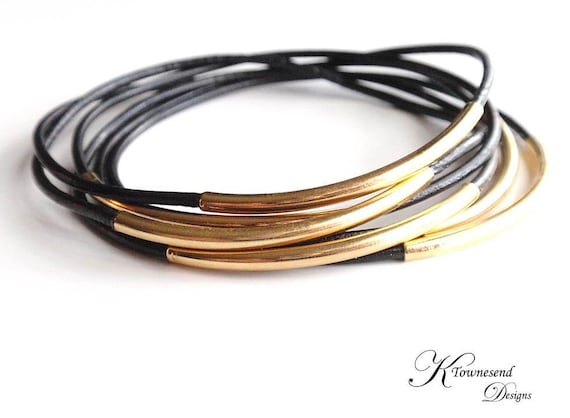 『HER LEATHER BRACE BLACK』 Men's Adjustable Leather Bracelet 