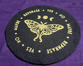 Handmade Pendulum Mat for Divination & Dowsing | 7" Felt Mat with Metallic Design