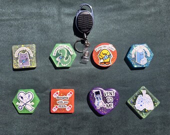 Glow-in-the-Dark Respiratory Therapist Badge Reel with Interchangeable Character Topper