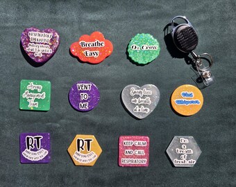 Glow-in-the-Dark Respiratory Therapist  Badge Reel with Interchangeable Text Topper