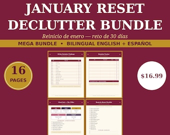 Declutter Planner Printable, Home Organization Checklist, Room by Room Declutter, Cleaning Schedule, Bilingual English Spanish PDF