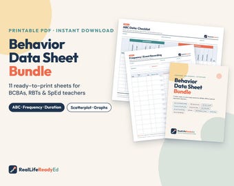 ABA Behavior Data Sheet Bundle, ABC Frequency Duration Scatterplot (PDF Download)