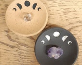 Raw Clay Ring Dish with Moon Phases
