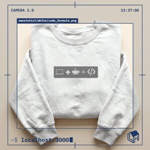 Camiseta bordada con fórmula de código – Camiseta minimalista de programación de café, regalo para ingeniero de software, regalo para papá aficionado a la tecnología.