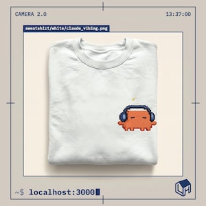 Claude Vibing Stickshirt – Retro-Pixel-Art-T-Shirt für KI-Programmierer, Geschenk für Softwareentwickler, Technikbegeisterte für Sie oder Ihn