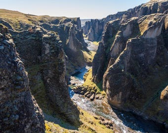 Fjadrargljufur Canyon from Above Print, Iceland Wall Art, Printable Photography, Digital Download