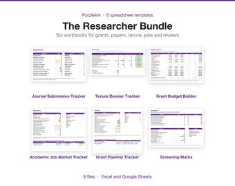 Academic Researcher Bundle: Grant Budget, Tenure, Job Market, Systematic Review (Digital Download)