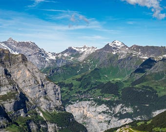 Snow-Dusted Swiss Alps Print, Switzerland Wall Art, Printable Photography, Digital Download