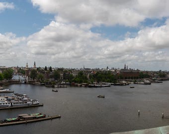 Amstel River Panorama, Amsterdam Print, Netherlands Wall Art, Printable Photography, Digital Download