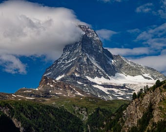 Matterhorn Above the Clouds Print, Zermatt, Switzerland Wall Art, Printable Photography, Digital Download