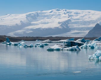 Jokulsarlon Glacier Lagoon Panorama Print, Iceland Wall Art, Printable Photography, Digital Download