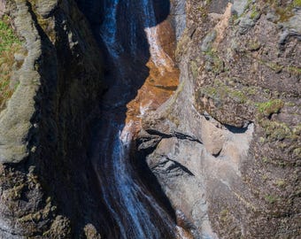 Slot Canyon Waterfall Print, Iceland Wall Art, Printable Photography, Digital Download