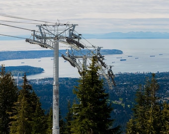 Vancouver and English Bay Panorama Print, British Columbia Wall Art, Printable Photography, Digital Download