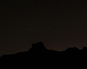 Shooting Star over a Desert Mountain Print, Arizona Wall Art, Printable Photography, Digital Download