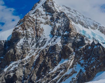 Snowy Alpine Summit Print, Switzerland Wall Art, Printable Photography, Digital Download